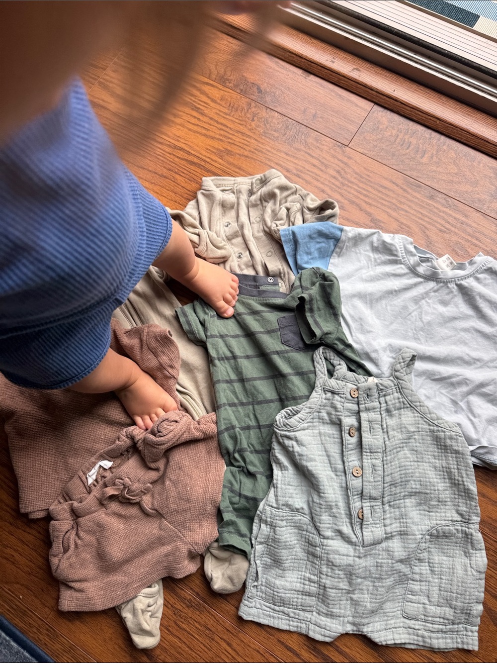 3-6 month Neutral Baby Clothing Bundle - Soft Earth Tones 7 pieces